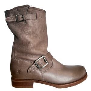 Frye Vintage Veronica Short Slouch Taupe Brown Leather Mid Calf Boots Size 8.5